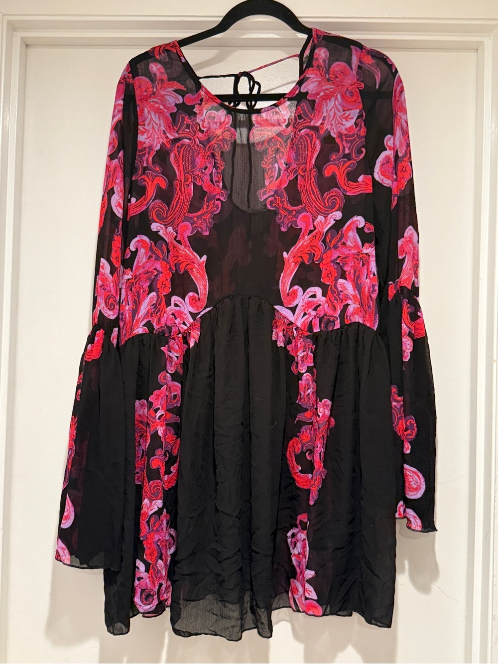 Intimately Free People Women's Floral Symphony Bell Sleeve Clip Tunic Dress